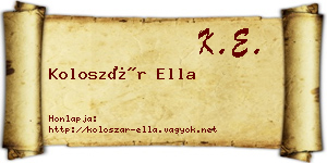 Koloszár Ella névjegykártya